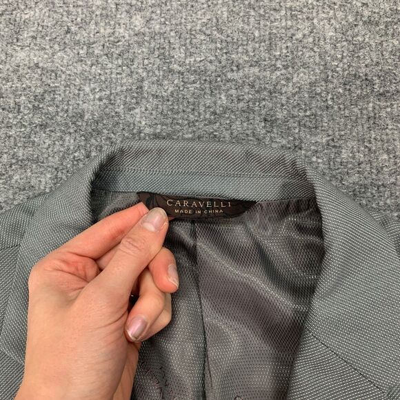 Caravelli Blazer Men 42S Silver Shoulder Pads 3 Button Sport Coat Italian Design - Picture 3 of 13